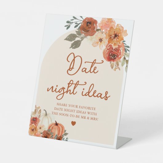 Signe De Table Automne Boho Terracotta Citrouille Date Nuit Idées (Recto)