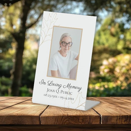 Signe De Table Automne Chêne Feuilles Célébration de la vie funér