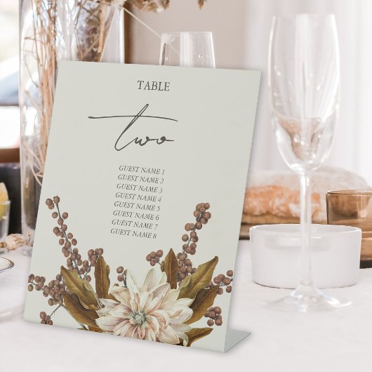 Signe De Table Automne Floral Aquarelle Mariage de automne Numéro