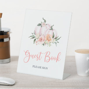 Signe De Table Automne Floral Petit Citrouille Douche Livre d'inv
