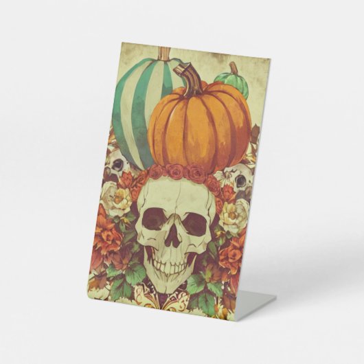Signe De Table Automne/Halloween/citrouille/squelette (Recto)
