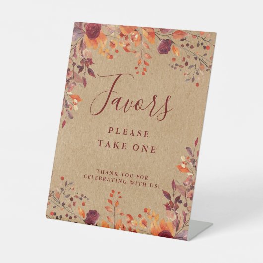 Signe De Table Automne Rustique Feuille Automne Floral Mariage Fa (Recto)