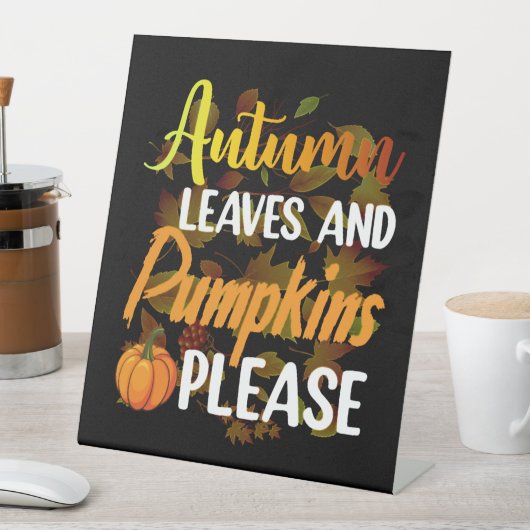 Signe De Table Autumn leaves and pumkins please funny halloween (In SItu)