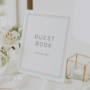 Signe De Table AVERA Coral moderne Turquoise Mariage Guest Book S