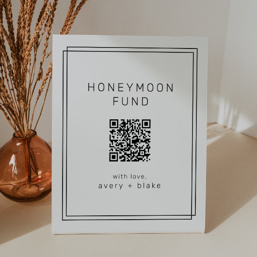 Signe De Table AVERA Moderne QR Code Mariage Honeymoon Fund