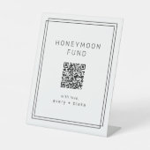 Signe De Table AVERA Moderne QR Code Mariage Honeymoon Fund (Recto)