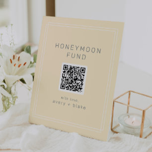Signe De Table AVERS simple Jaune QR Code Mariage Honeymoon Fund