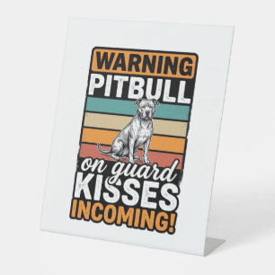 Signe De Table Avertissement Pitbull Bisous à venir Design de chi