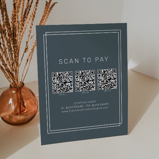 Signe De Table AVERY Bleu Nuit Foncé Affaires Code QR Scan Pour P