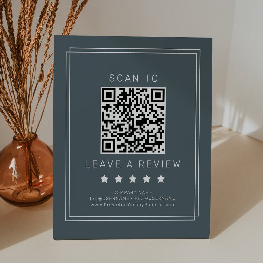 Signe De Table AVERY Bleu Nuit Foncé Code QR Laissez un commentai