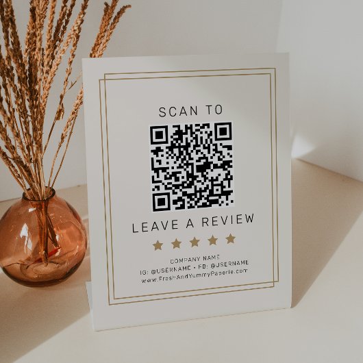 Signe De Table AVERY Chic Or Noir Crème Code QR Laisser un commen