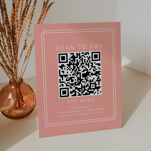 Signe De Table AVERY Minimal Blush Peach Business Scan To Pay
