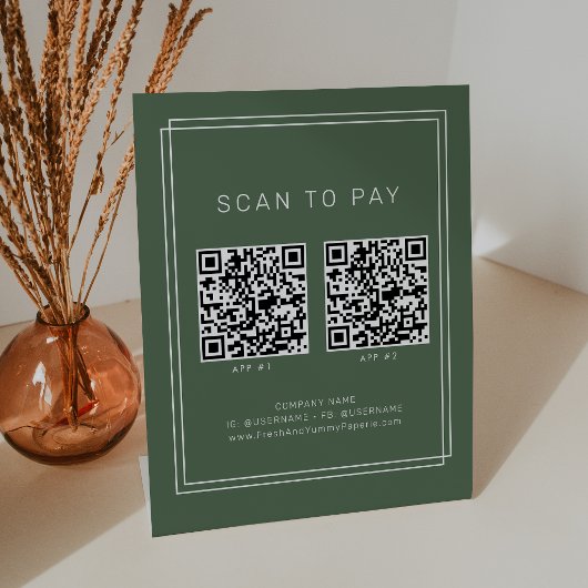 Signe De Table AVERY Vert foncé Boho Entreprise 2 Applications Sc