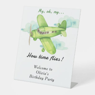 Signe De Table Avion Aquarelle Anniversaire Enfants