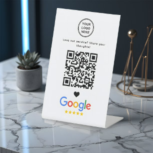 Signe De Table Avis Google avec code QR minimaliste moderne
