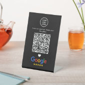 Signe De Table Avis Google avec code QR Moderne Élégant Noir (In SItu)