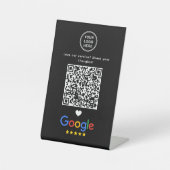 Signe De Table Avis Google avec code QR Moderne Élégant Noir (Recto)
