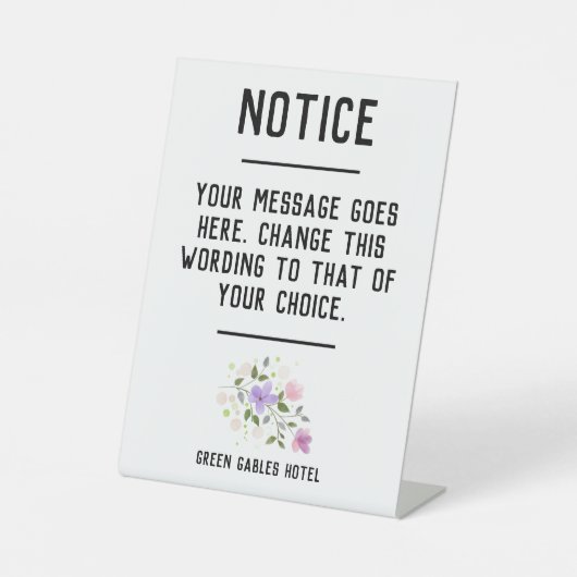 Signe De Table Avis - Message de l'hôtel pour les clients (Recto)