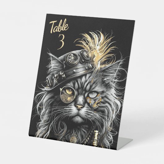 Signe De Table Awesome Steampunk Cat Table Number (Recto)