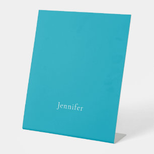 Signe De Table Azure Blue Trendy Modern Minimalist Nom