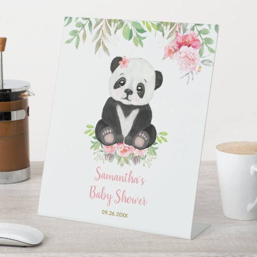 Signe De Table Baby Bear Blush Rose Greenery Baby shower fille (In SItu)