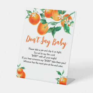 Signe De Table Baby Game Orange Baby shower Ne pas dire Baby Sign