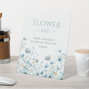 Signe De Table Baby In Bloom bleu fleur sauvage Baby shower garço