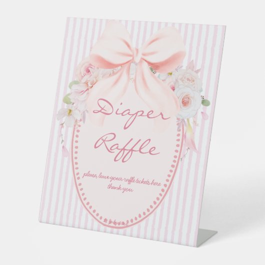 Signe De Table Baby in bloom preppy bow baby shower diaper raffle (Recto)