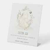 Signe De Table Baby Mum Bunny Baby shower Floral Fête sur mesure (Recto)