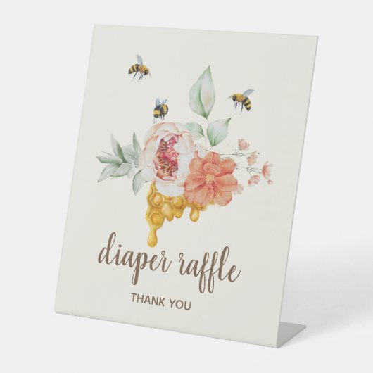 Signe De Table Baby shower à couche de fève d'abeille (Recto)