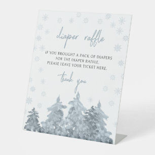 Signe De Table Baby shower à neige de la forêt d'hiver diaper sig