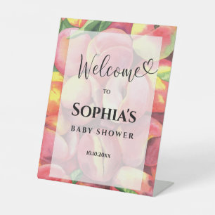 Signe De Table Baby shower aquarelle pêches
