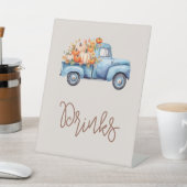 Signe De Table Baby shower Automne Bleu Citrouille Camion Boisson (In SItu)