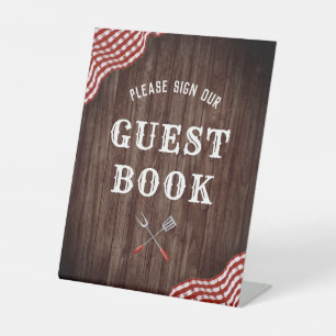 Signe De Table Baby shower bébé Q BBQ Signez Notre Guestbook Sign