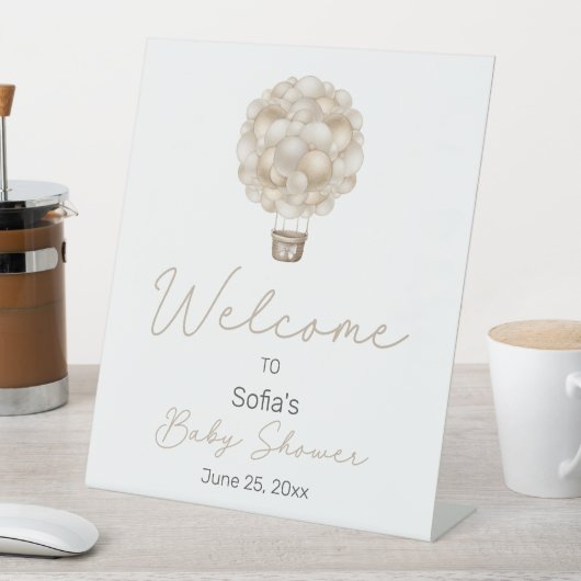 Signe De Table Baby shower Beige Hot Air Balloon Accueil (In SItu)