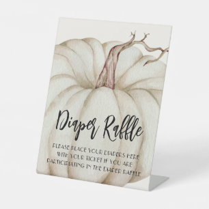 Signe De Table Baby shower blanc Citrouille Déchets Raffle