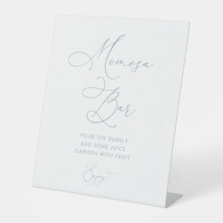 Signe De Table Baby shower bleu poussiéreux Momosa Bar