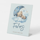 Signe De Table Baby shower Blue Teddy Bear Lune Faveurs (Recto)