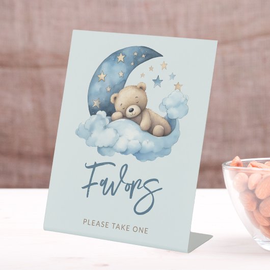 Signe De Table Baby shower Blue Teddy Bear Lune Faveurs