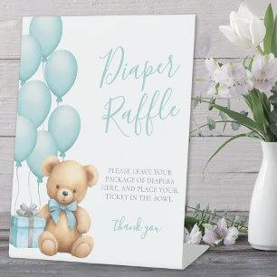Signe De Table Baby Shower Cadeau de couches Ourson Bleu