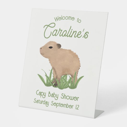 Signe De Table Baby shower Capy Capy Capy Cute Personnalisé Capyb (Recto)