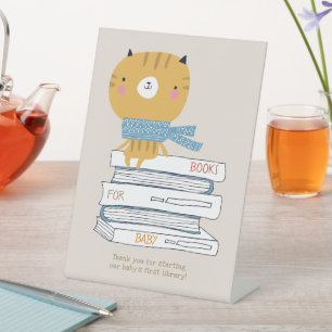Signe De Table Baby shower caricature de chats orange