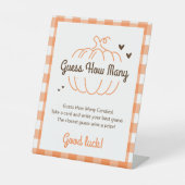 Signe De Table Baby shower Citrouille doux minimal Devinez combie (Recto)