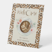 Signe De Table Baby shower Coffee Beans Welcome Floral (Recto)