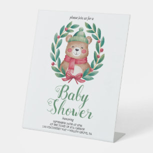 Signe De Table baby shower d'aquarelle de l'ours mignon