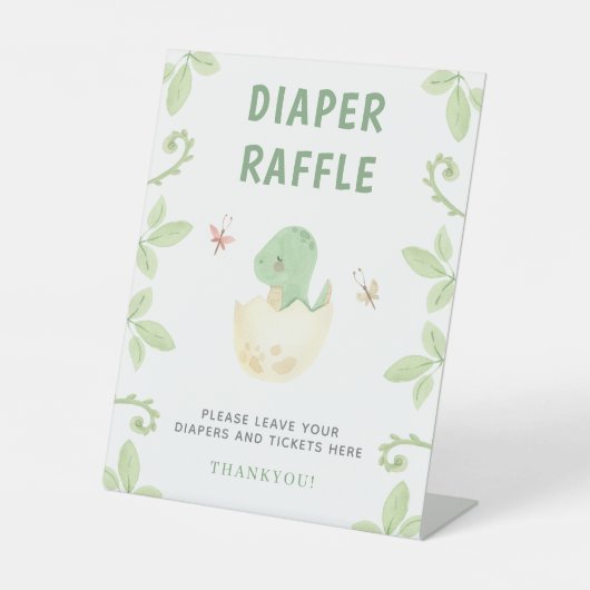 Signe De Table Baby shower d'aquarelle Dinosaur de jouvence (Recto)