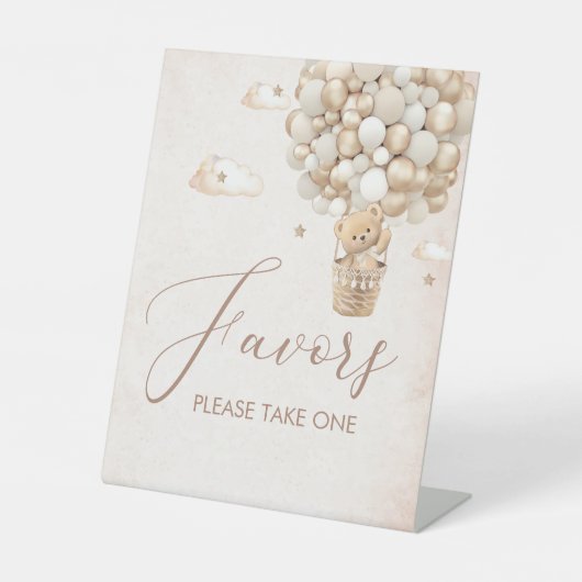 Signe De Table Baby shower d'aquarelle d'ours en peluche moderne (Recto)