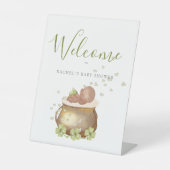 Signe De Table Baby shower d'aquarelle mignonne bienvenue par (Recto)