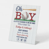 Signe De Table Baby shower de baseball Boys Welcome Piédestal (Recto)