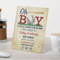 Baby shower de baseball vintage Boys Bienvenue